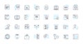 Web computing linear icons set. Browser, HTML, JavaScript, CSS, Server, Database, API line vector and concept signs