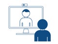 Web conference icon with people and web camera. Videoconference concept, online course, distant education, video lecture, work fro