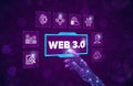 Web 3.0 construction concept on virtual screen. Semantic Web, Metaverse, 3D Graphics, Connectivity (Ubiquity). Royalty Free Stock Photo