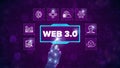 Web 3.0 construction concept on virtual screen. Semantic Web, Metaverse, 3D Graphics, Connectivity (Ubiquity). Royalty Free Stock Photo