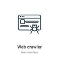 Web crawler outline vector icon. Thin line black web crawler icon, flat vector simple element illustration from editable user Royalty Free Stock Photo