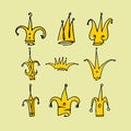 Crowns icon set. hand-drawn Royalty Free Stock Photo