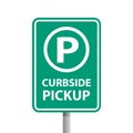 curbside pickup road sign