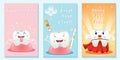 Cute cartoon dental care tooth .oral dental hygiene, deciduous tooth Royalty Free Stock Photo