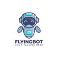 cute cartoon flying float robot illustration mascot logo