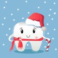 Cute cartoon tooth merry christmas oral dental hygiene Royalty Free Stock Photo