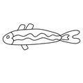 Cute elongated little fish. Hand drawn vector illustration in doodle style Royalty Free Stock Photo