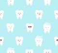 Teeth seamless pattern vector. Cute dentist fabric design.