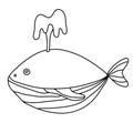 Whale hHand drawn vector illustration in doodle style Royalty Free Stock Photo