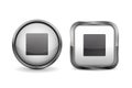 Web 3d buttons. Stop glass icons with chrome frame