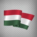 3D Realistic waving Flag of Hungary on transparent background.  National Flag Republic of  Hungary for your web site design, app, Royalty Free Stock Photo