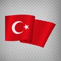 3D Realistic waving Flag of Turkey on transparent background. National Flag of Turkish Republic for your web site design, app, U