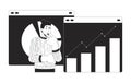 Web data analyst black and white 2D illustration concept