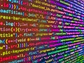 Web design business working t. Website and application development. Programming code. Programmer working in desktop laptop. Green Royalty Free Stock Photo