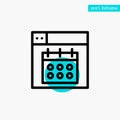 Web, Design, Calendar, Date turquoise highlight circle point Vector icon Royalty Free Stock Photo