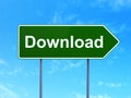 Web design concept: Download on road sign background Royalty Free Stock Photo