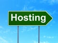 Web design concept: Hosting on road sign background Royalty Free Stock Photo