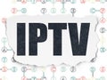 Web design concept: IPTV on Torn Paper background Royalty Free Stock Photo