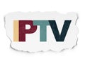 Web design concept: IPTV on Torn Paper background