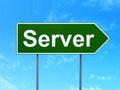 Web design concept: Server on road sign background Royalty Free Stock Photo