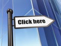 Web design concept: sign Click Here on Building background Royalty Free Stock Photo