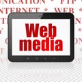 Web design concept: Tablet Computer with Web Media on display Royalty Free Stock Photo