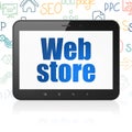 Web design concept: Tablet Computer with Web Store on display Royalty Free Stock Photo