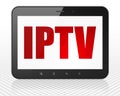 Web design concept: Tablet Pc Computer with IPTV on display Royalty Free Stock Photo