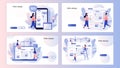 Web design concept. Tiny people building webpage. Website interface design. Software development process. Screen Royalty Free Stock Photo
