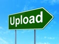 Web design concept: Upload on road sign background Royalty Free Stock Photo