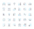 Web design and development linear icons set. Responsive, User-friendly, E-commerce, Mobile-friendly, Navigation