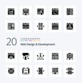 20 Web Design And Development Solid Glyph icon Pack like site pen tool creative illustration artwork