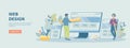 Web design and development. Team of designers working on website or application interface, ui ux design.