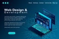 Web design and development vector isometric illustrations. web design development concept programming language program code big Royalty Free Stock Photo