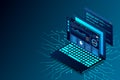 Web design and development vector isometric illustrations. web design development concept programming language program code big Royalty Free Stock Photo