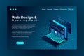 Web design and development vector isometric illustrations. web design development concept programming language program code big Royalty Free Stock Photo