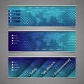Web Design Elements - Abstract Header Designs with Dotted World Map Royalty Free Stock Photo