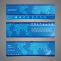 Web Design Elements - Header Designs with World Map Royalty Free Stock Photo