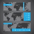 Web Design Elements - Header Designs with World Map Royalty Free Stock Photo