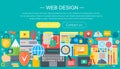 Web design flat concept. Programming apps infographics template header design. Vector illustration.