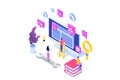 Web design and Front end development isometric concept. Royalty Free Stock Photo