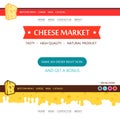 Web Design layout for Cheese Market in red color sheme