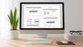 Web design layout on computer screen isolated on white background Royalty Free Stock Photo