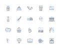 Web design line icons collection. Aesthetics, Accessibility, Usability, Functionality, Responsiveness, Navigation