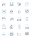 Web design linear icons set. Responsive, User-friendly, Navigation, Graphics, Typography, Layout, Colors line vector and