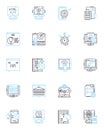 Web design linear icons set. Typography, Layout, Navigation, Responsive, Interface, HTML, CSS line vector and concept Royalty Free Stock Photo