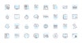 Web design linear icons set. Typography, Layout, Navigation, Responsive, Interface, HTML, CSS line vector and concept Royalty Free Stock Photo