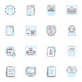Web design linear icons set. Typography, Layout, Navigation, Responsive, Interface, HTML, CSS line vector and concept Royalty Free Stock Photo