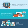 Web design programming SEO concept flat template set vector