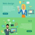 Web Design, SEO Conceptual Banners. Internet Royalty Free Stock Photo